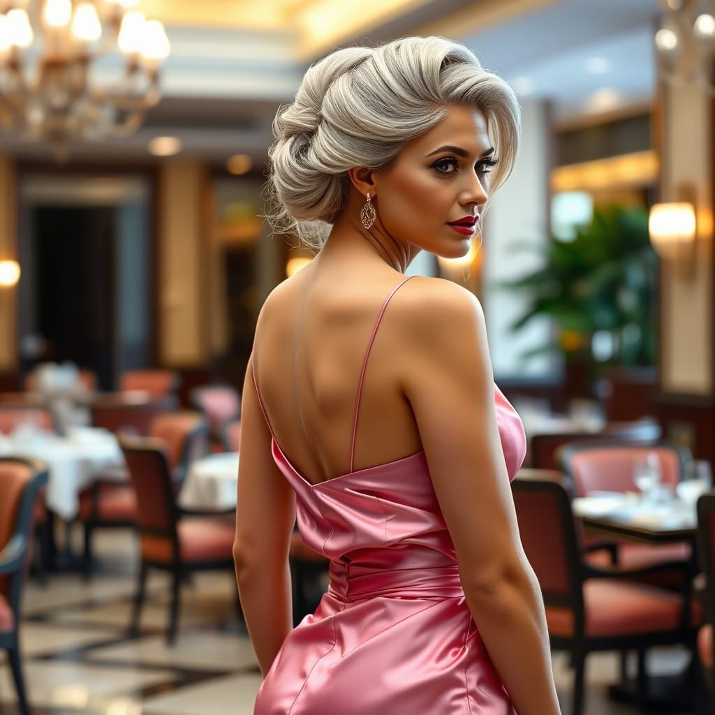 Elegant Woman in Pink Silk Dress, Professional Photography
