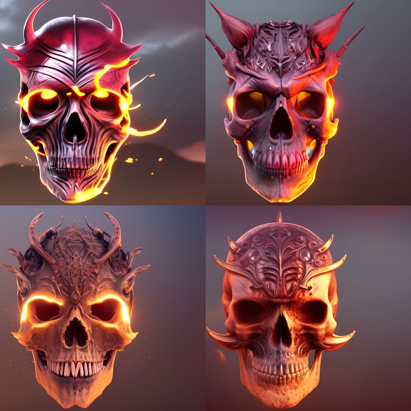 Detailed Skull Mask Concept Art in 8K