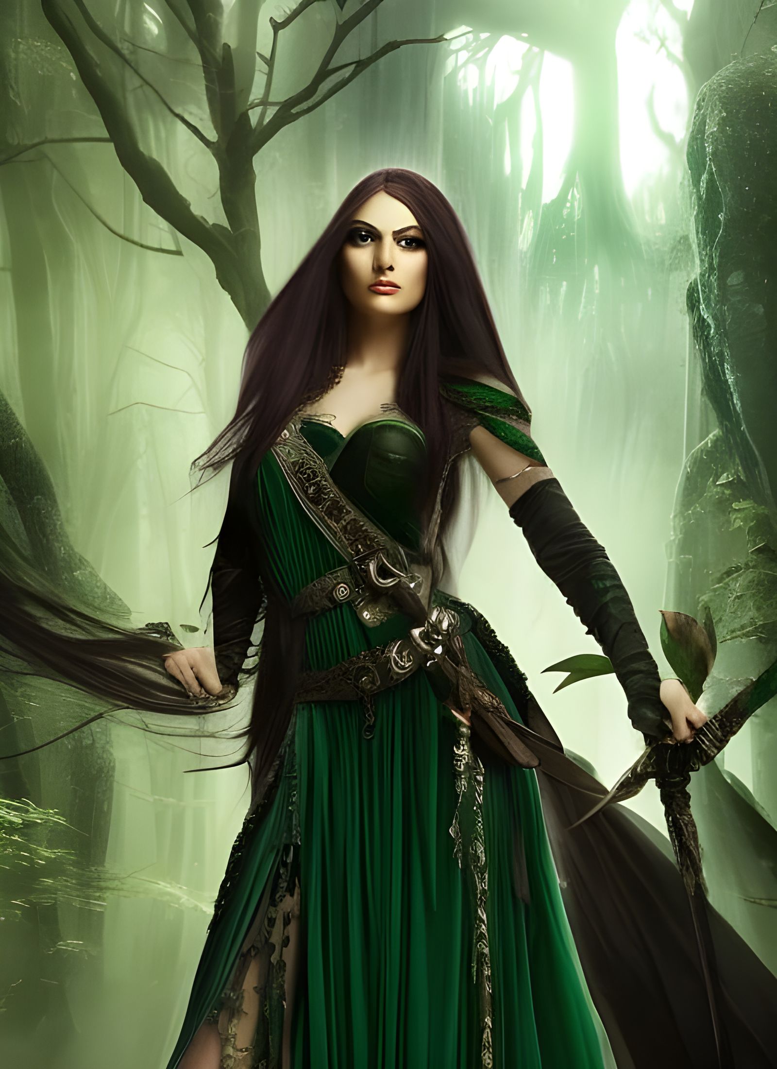 Sinister Elf Goddess in Hyper-Detailed Digital Art