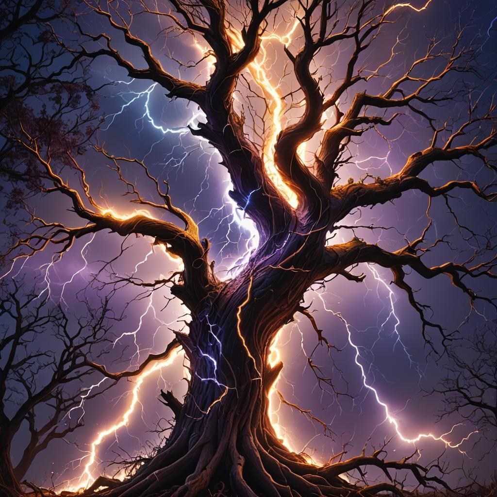 Tree Split by Lightning: Fantasy Concept Art