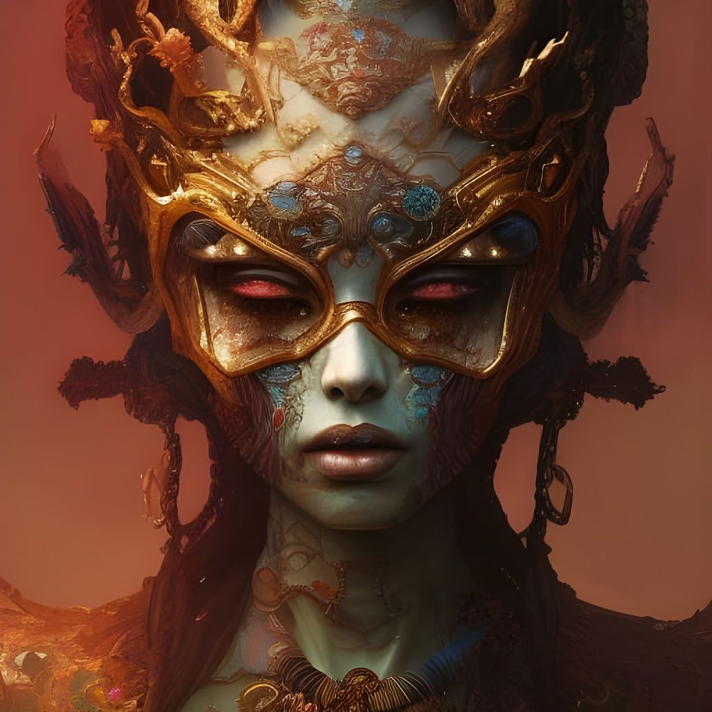 Psychotic Madman in Voodoo Costume, Hyperrealistic Portrait