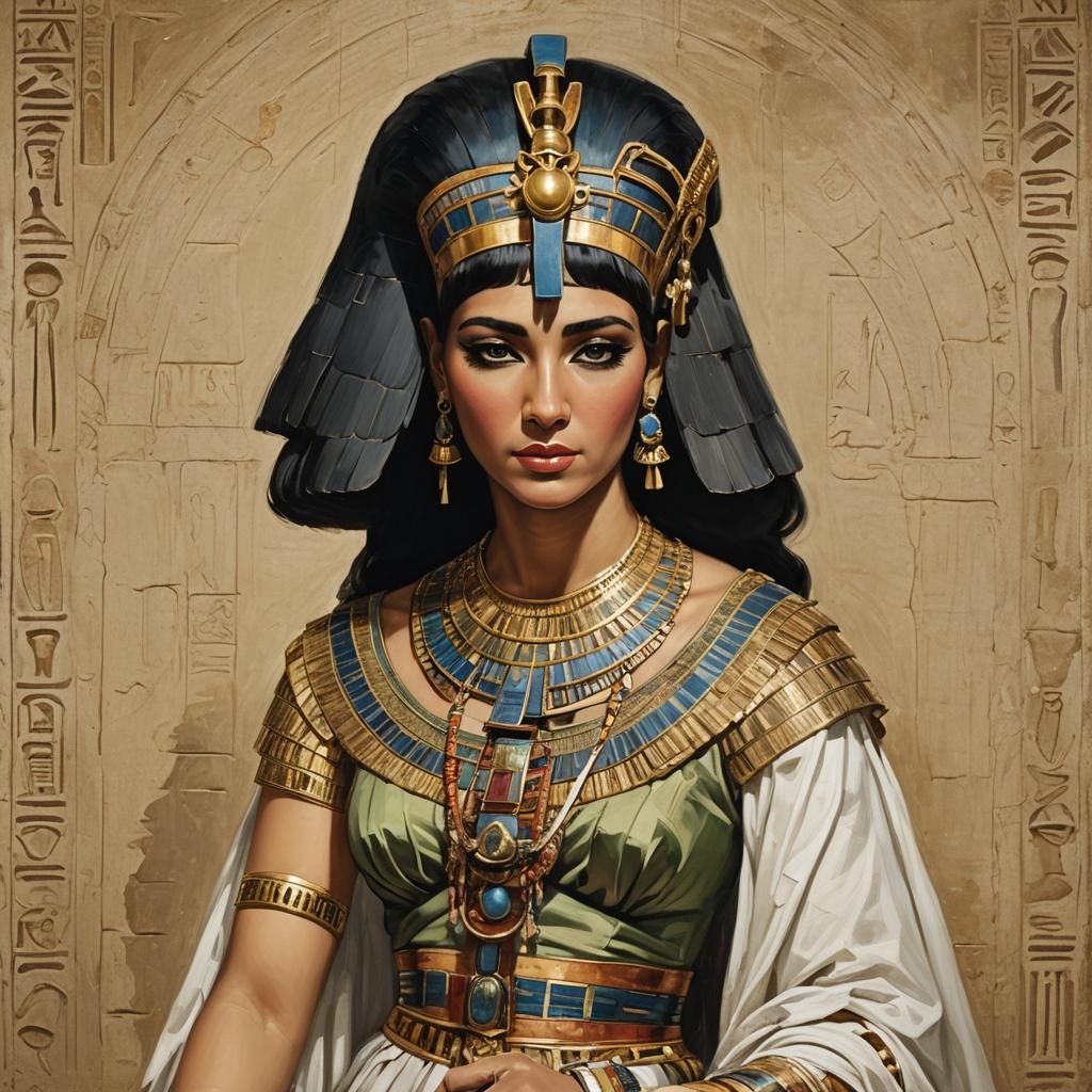 Egyptian Queen Cleopatra Portrait in Formal Regalia