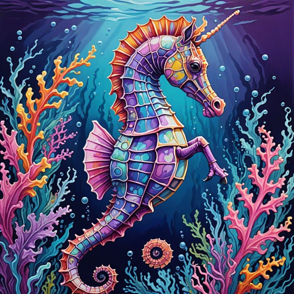 Vibrant Underwater Scene in Gouache Style