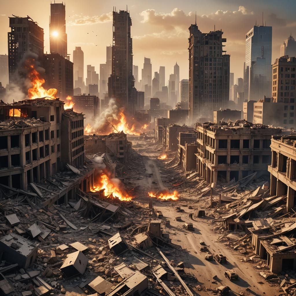 Apocalyptic Wasteland: Fireball in the Distance