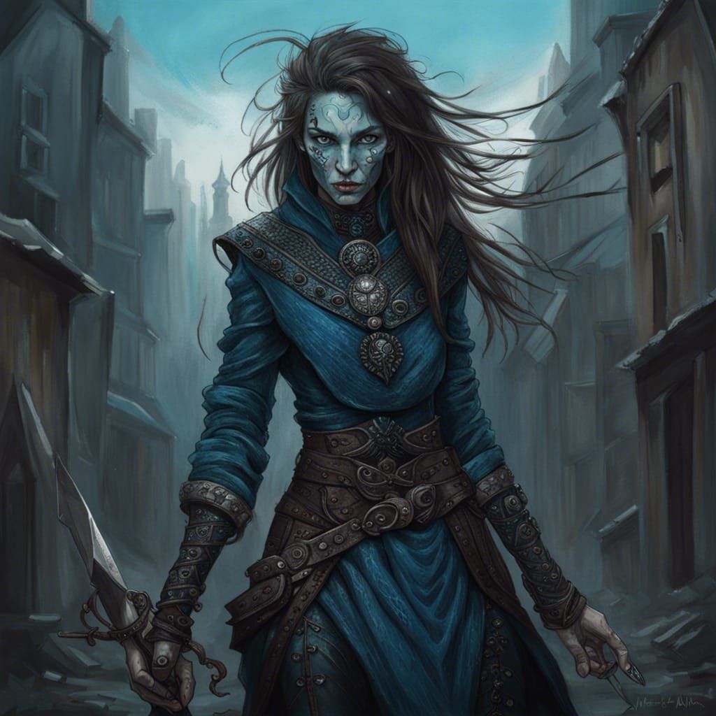 Fantasy Portrait of a Female Half-Troll Rogue