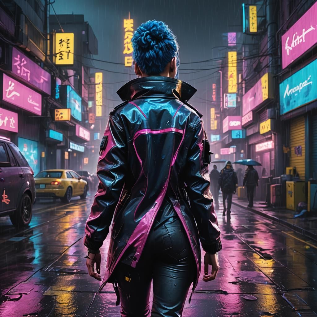 Marge Simpson in Cyberpunk 2099 Style