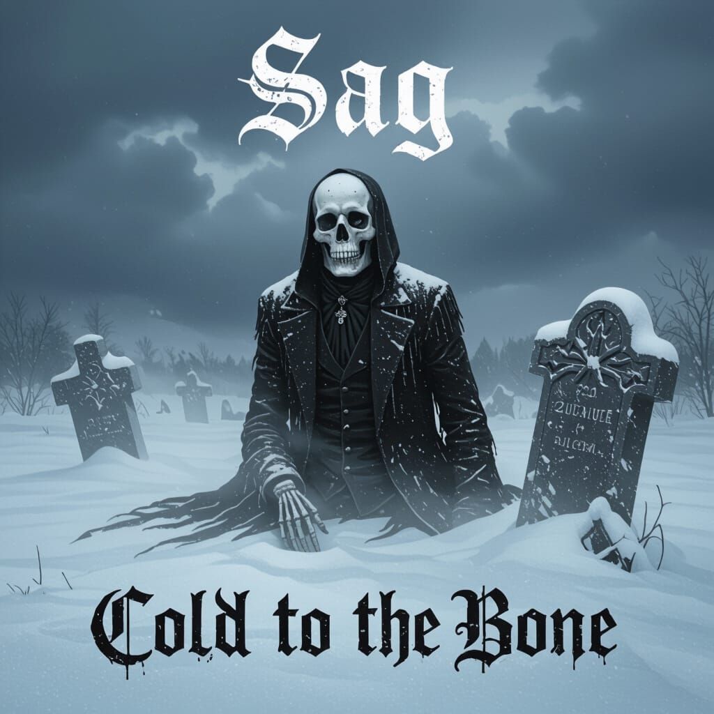 Frozen Skeleton in Snowy Grave: Gothic Album Art