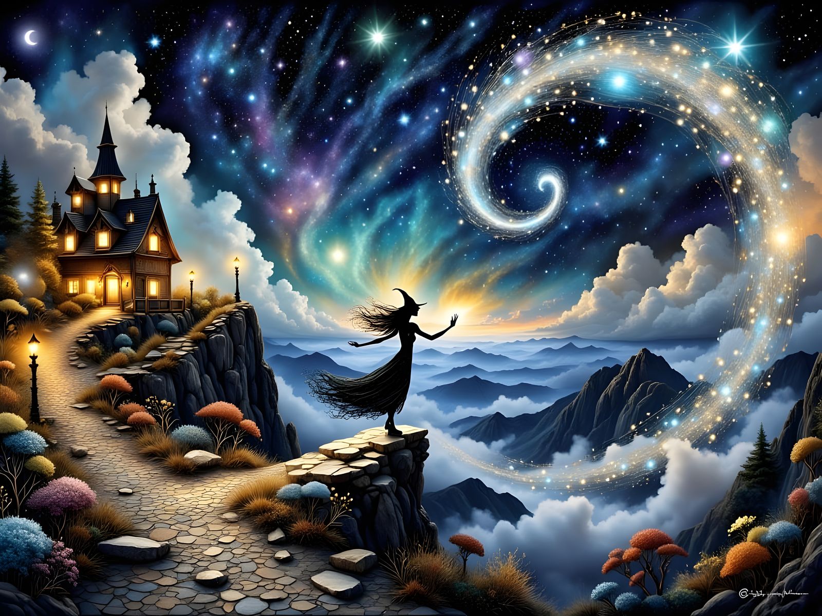 Enchanted Mountain Maiden Dances Under the Milky Way