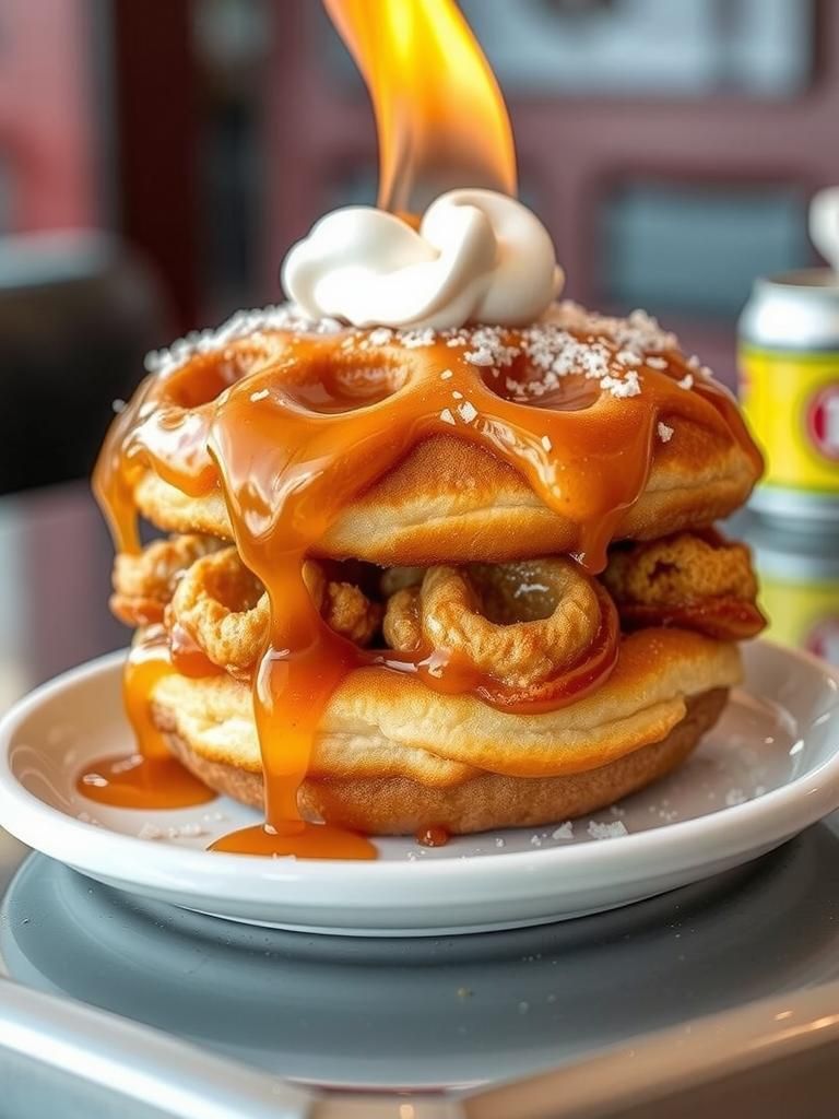 Hot Honey Funnel Cake Donut Sandwich