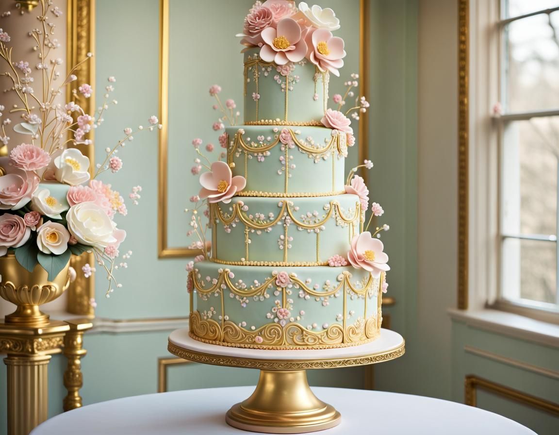 Elegant Cake Sculpture with Sugar Flowers