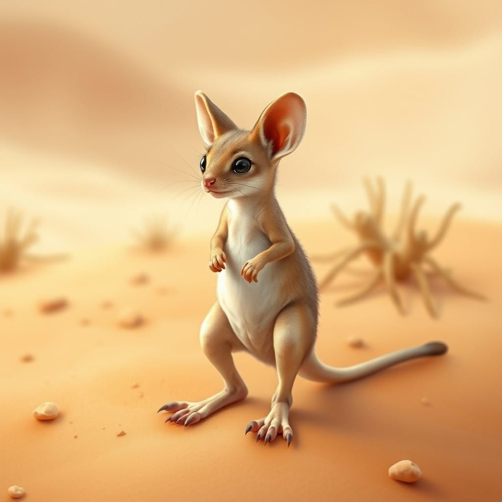 Quirky Pygmy Jerboa in Desert Landscape