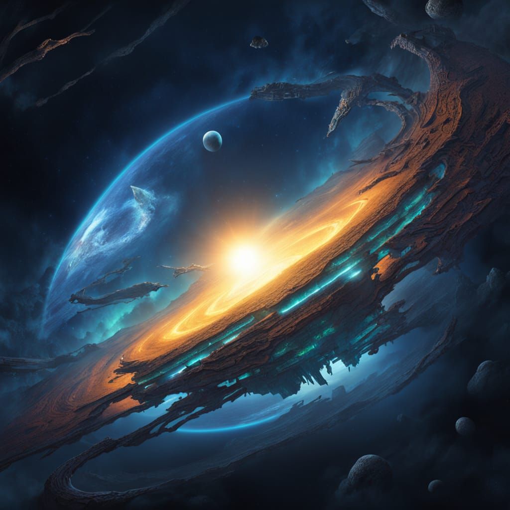 Biomechanical Aztec Deity on Martian Landscape