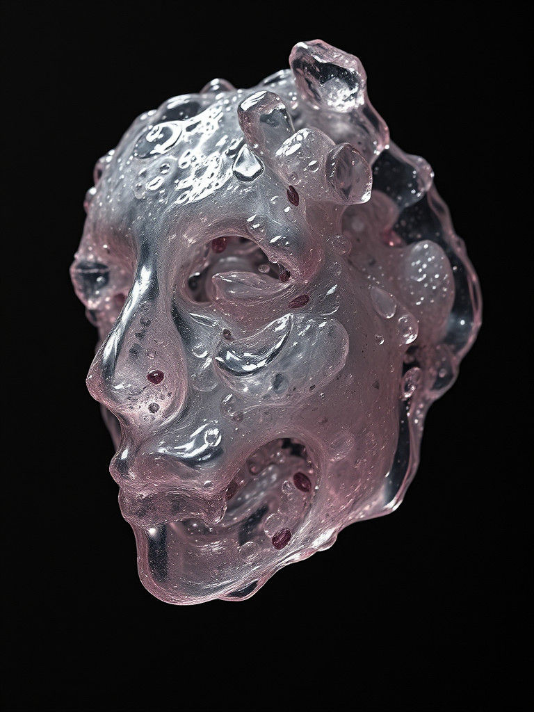 Abstract Molten Glass Forms with Fabric Pieces