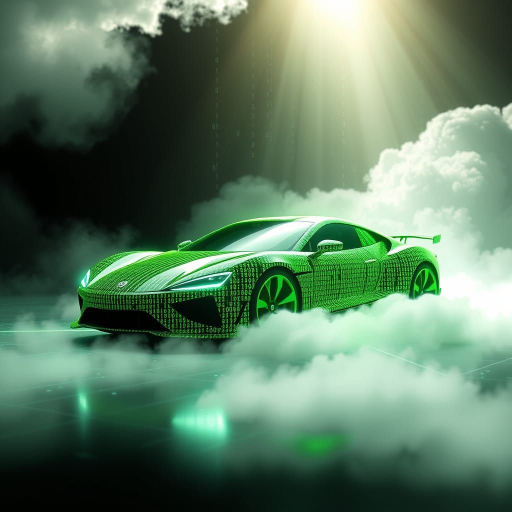 Futuristic Code Car in Divine Light