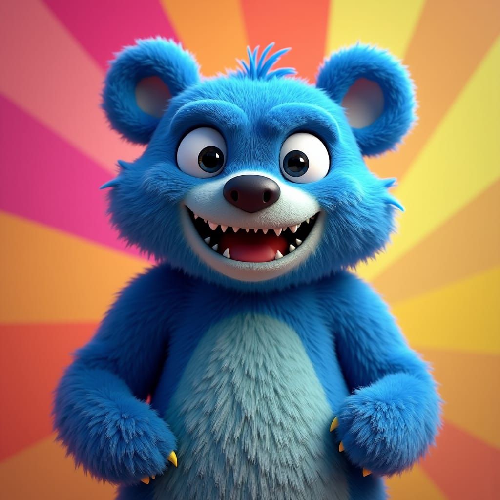 Blue Bear Logo Inspired by Loup Garou, 3D Art