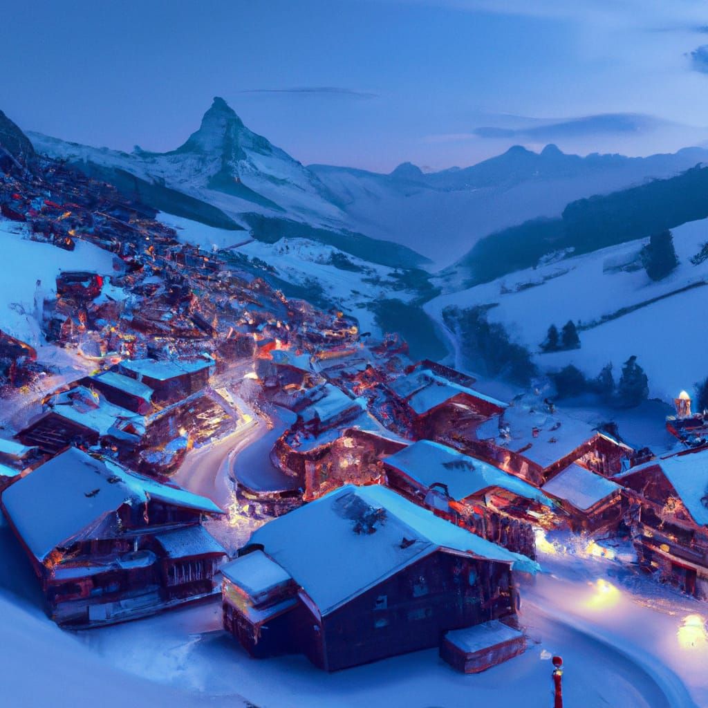 Switzerland Ski Resort in Studio Ghibli Anime Style