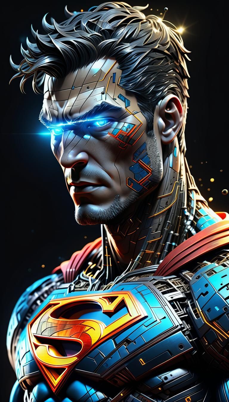 Radiant Cyborg Superman with Cybernetic Glow