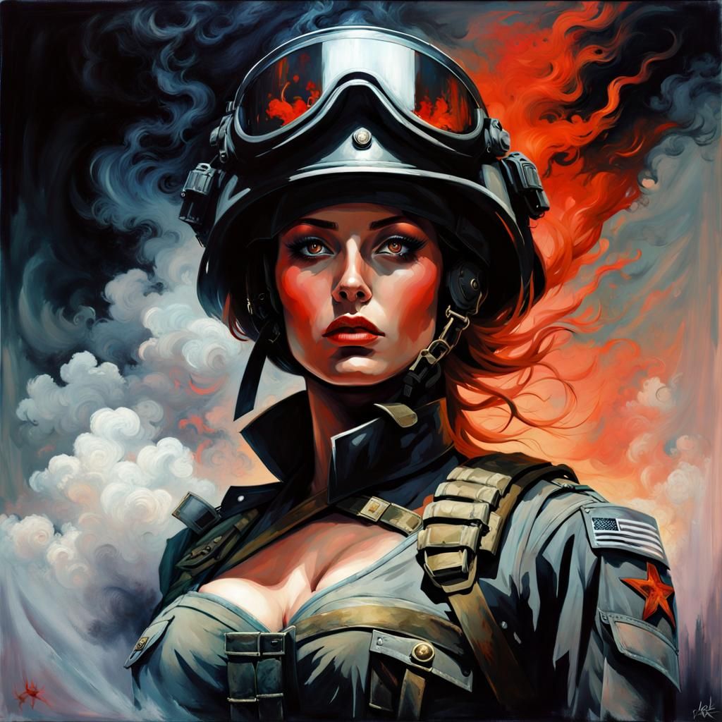Ethereal Soldier Ghost Portrait in Oil Painting Style