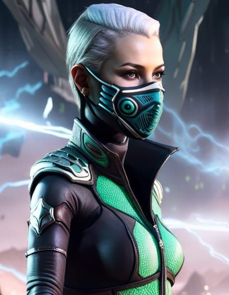 Reptilian Ninja Woman in Zaterran Landscape