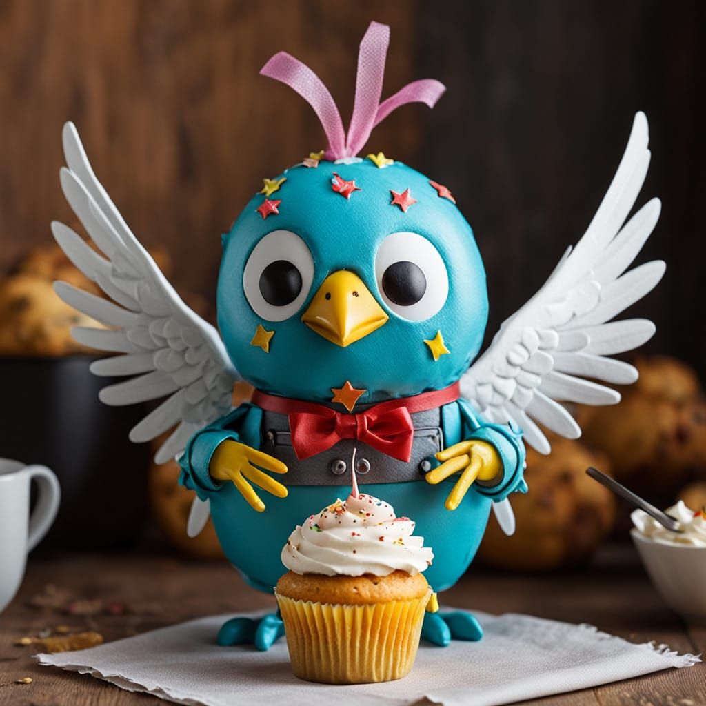 Animatronic Chick with Cupcake Bot, Retro Style