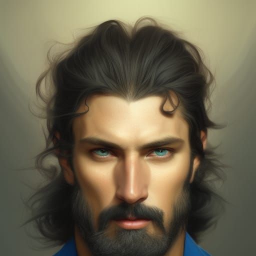 Handsome Man on Horse: Hyperdetailed Portrait