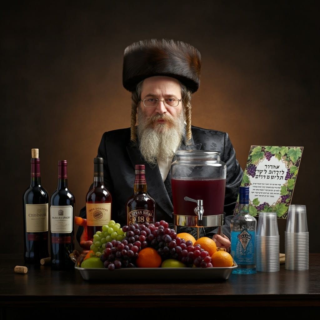 Joyful Hasidic Man in Festive Purim Attire