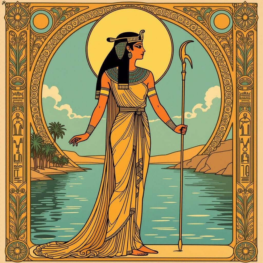 Egyptian Goddess Isis in Art Nouveau Style