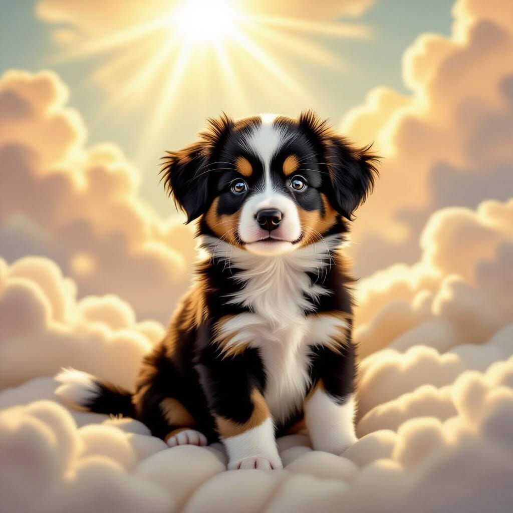 Cute Puppy in Heavenly Golden Hour Light