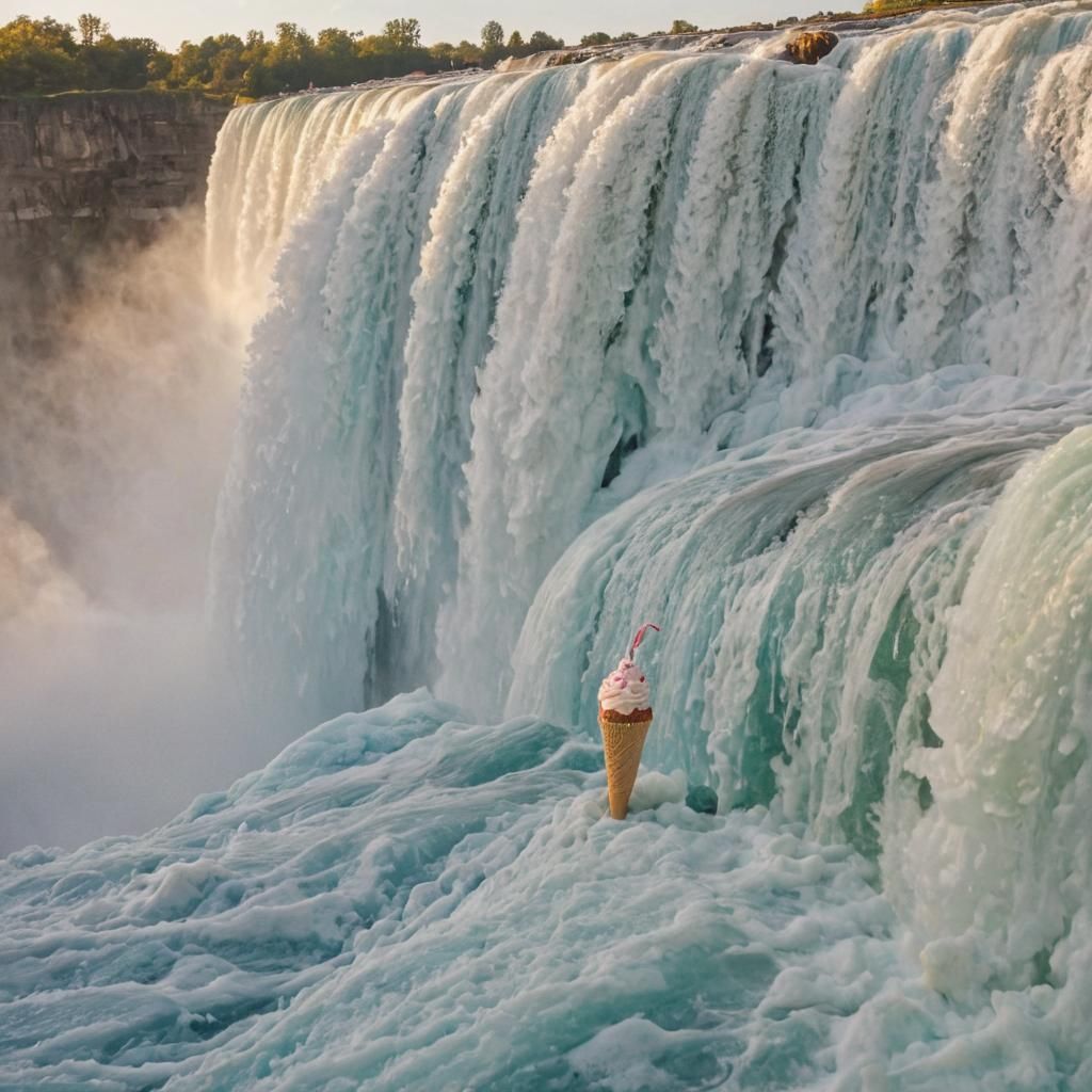 Niagara Falls Transformed into Surreal Ice Cream Waterfall