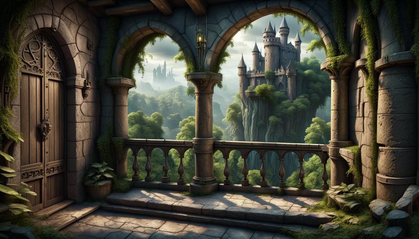 Dungeon Tower Balcony Overlooking Forest Path