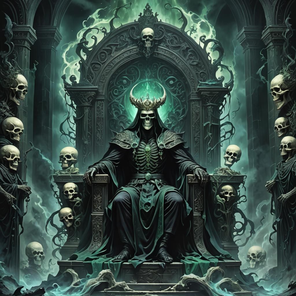 Hades Enthroned in Gothic Chamber
