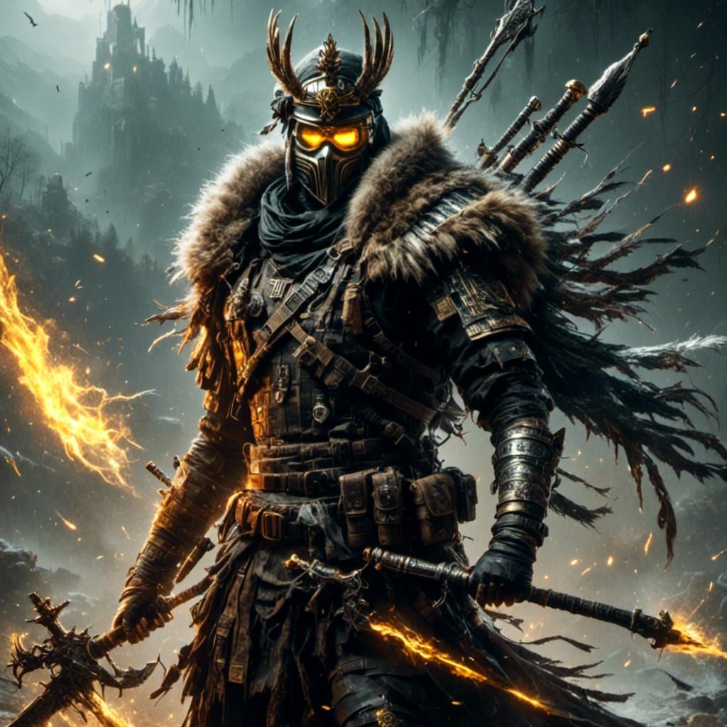 Abstract Glitched Lines with Vibrant Green Apple