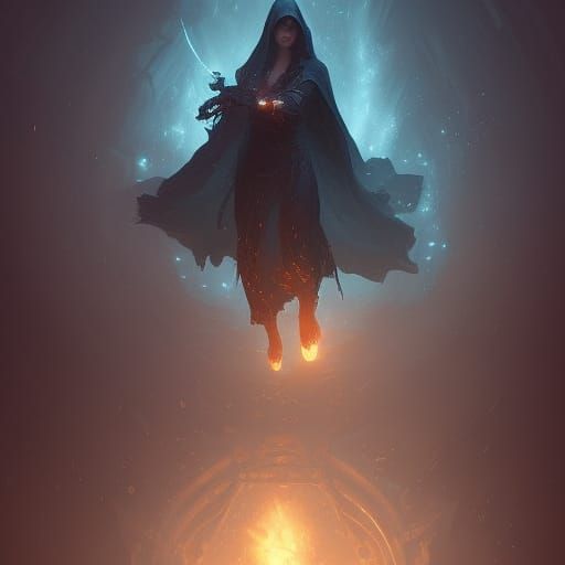 Fantasy Mage in Mythic Style, Detailed Digital Art