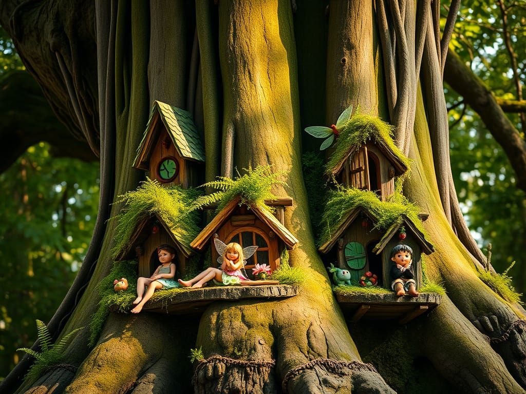 Enchanted Tree Village: Fairies and Elves in Harmony