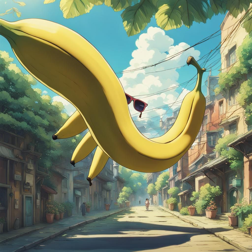 Flying Banana in Anime Style