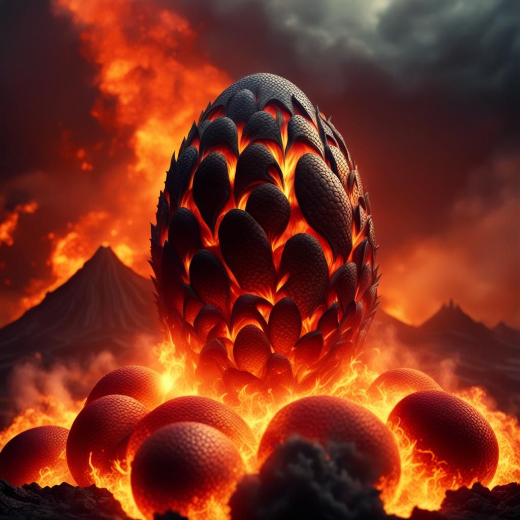 Dragon Eggs Burning in Volcanic Fire