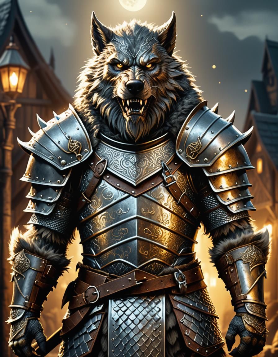 Armoured Werewolf Ready for Medieval Battle