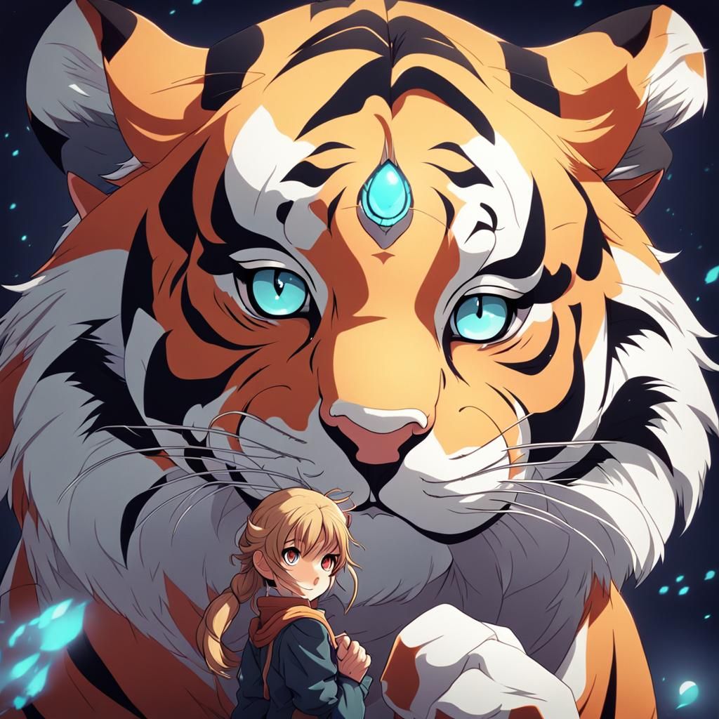 Anthropomorphic Tiger Woman in Anime Style