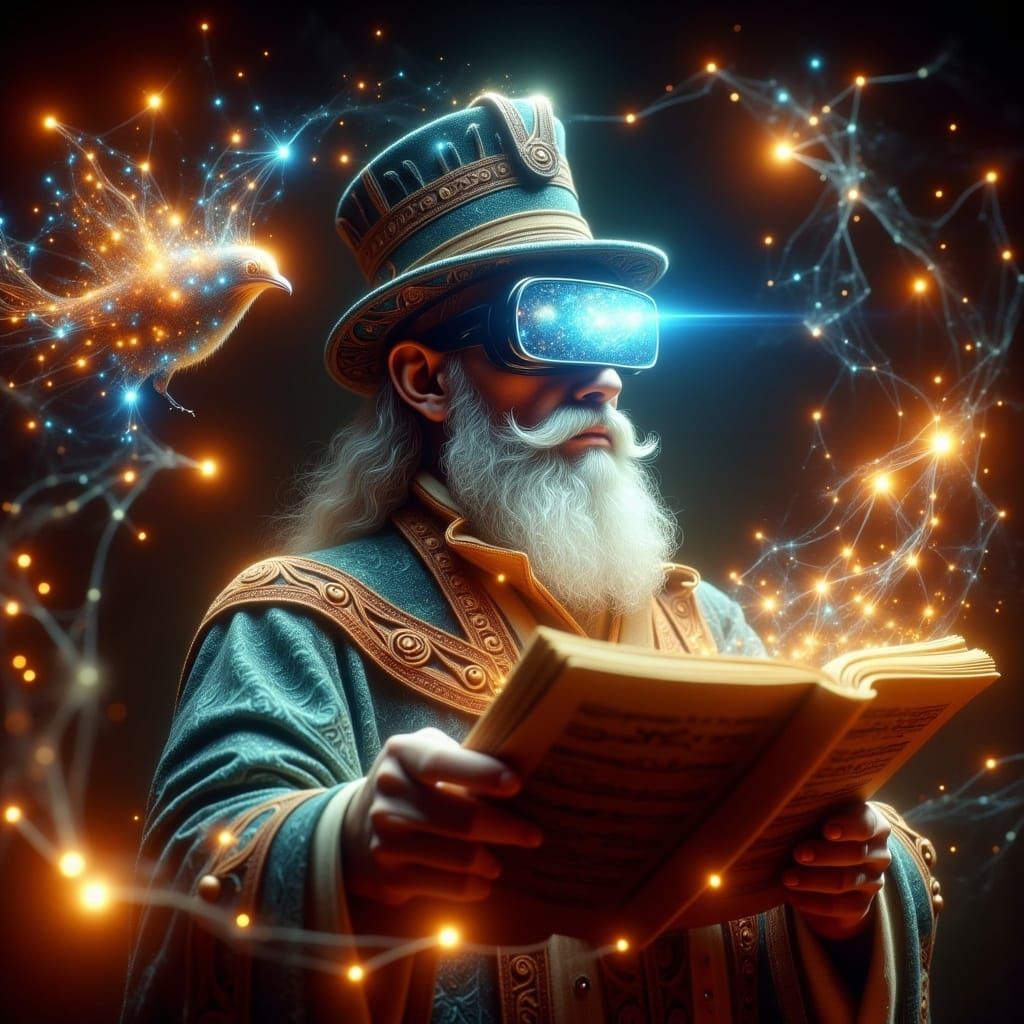 Scholar in Augmented Reality with Ancient Scrolls