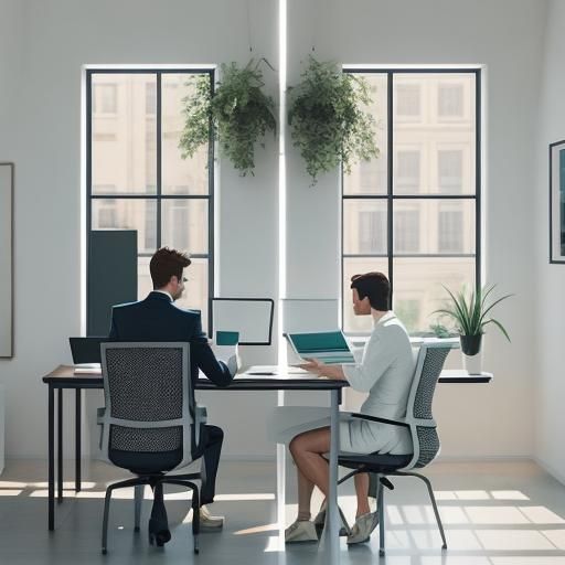 Collaborative Office Scene in Flat Digital Style
