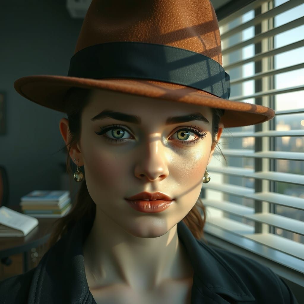 Mysterious Detective Carmen Sandiego in Noir-Inspired HDR