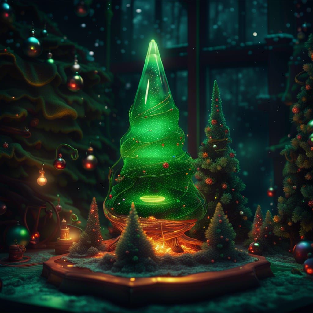 Christmas Tree Lava Lamp Digital Painting