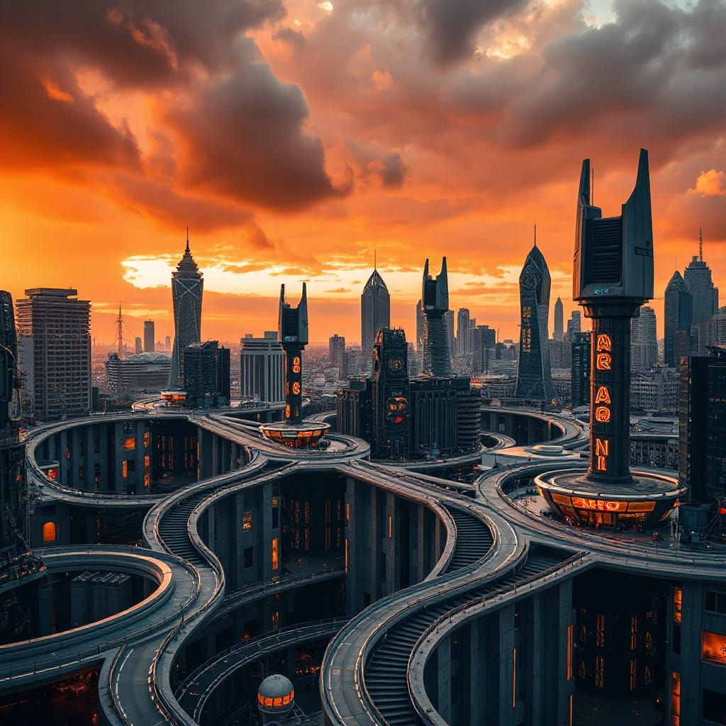 far future alien cyber city