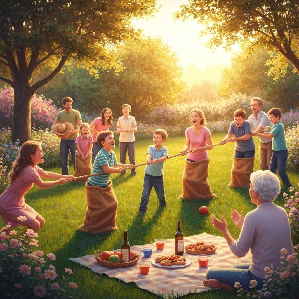 Family Reunion in Sunny Garden: Impressionistic Style