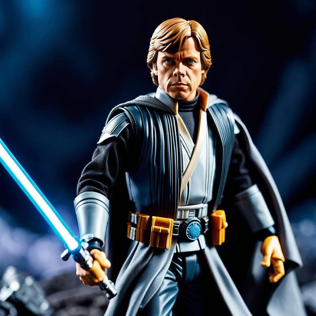 Detailed Luke Skywalker Action Figure on Battlefield