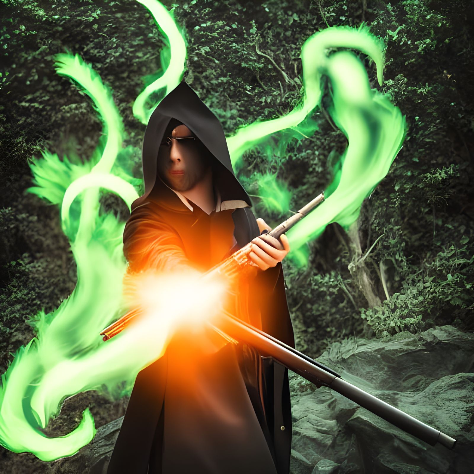 Anime Dragon Wizard Shooting Flame in Cathedral