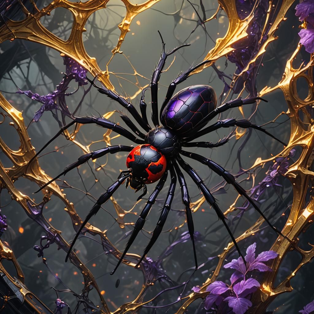 Red-Eyed Black Widow Spider: Dark Fantasy Concept Art