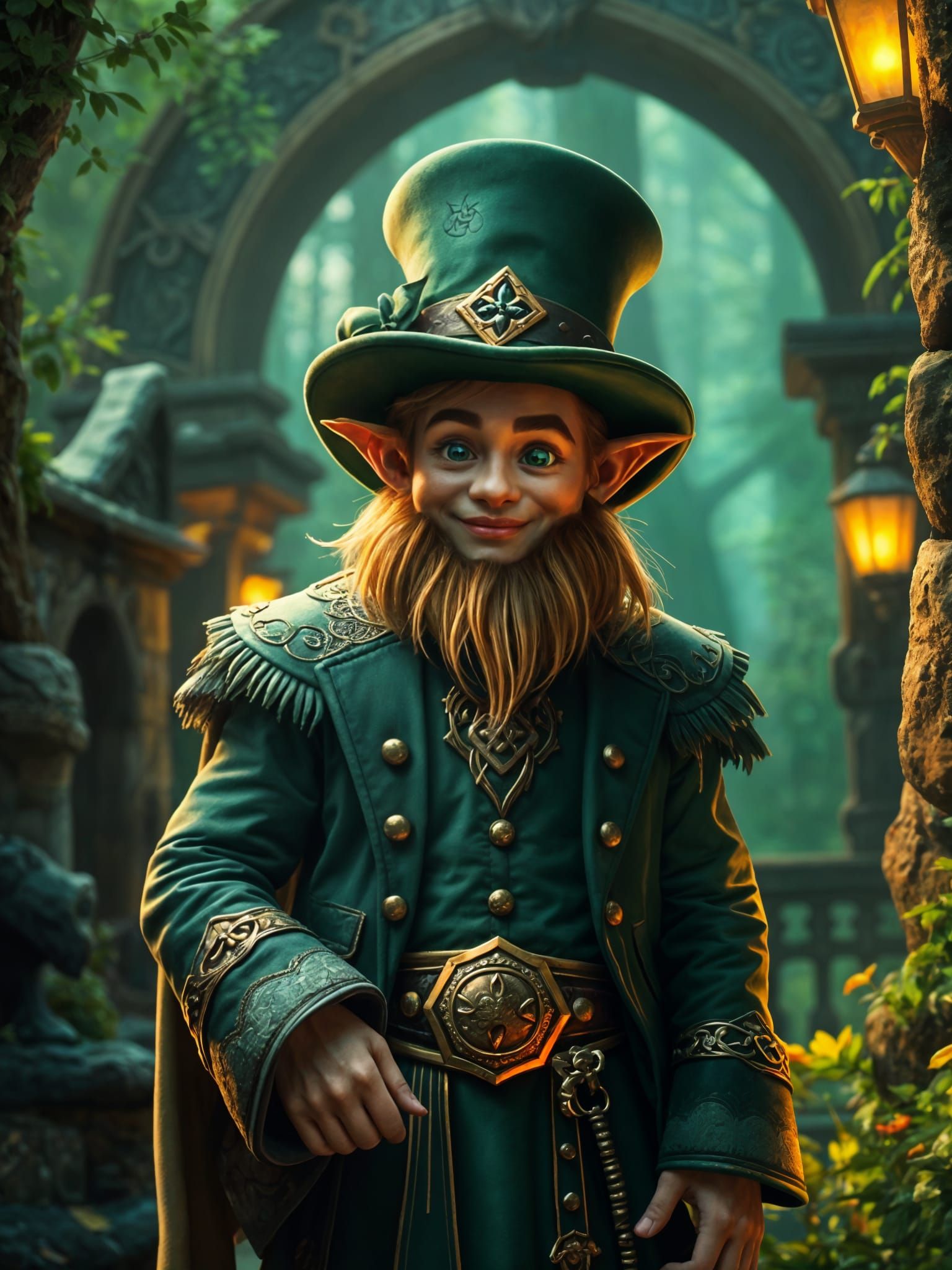 Leprechaun in Emerald Forest: Celtic Fantasy Art