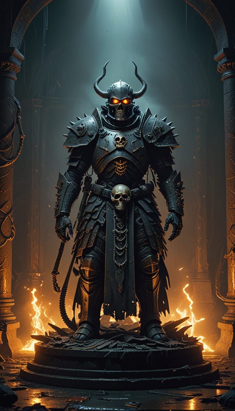 Ancient Armor in Dark Fantasy Chamber