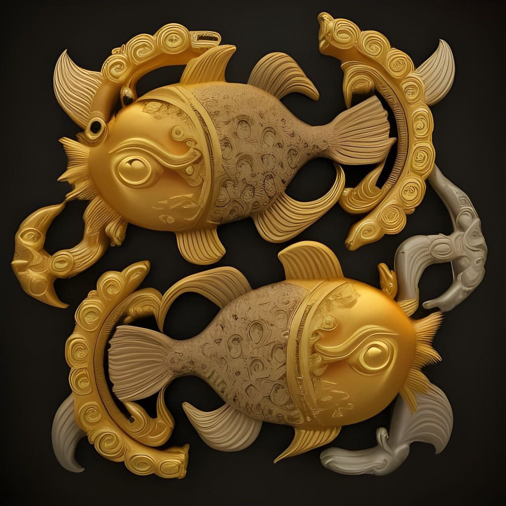 Golden Fish: A Buddhist Symbol in 3D Render